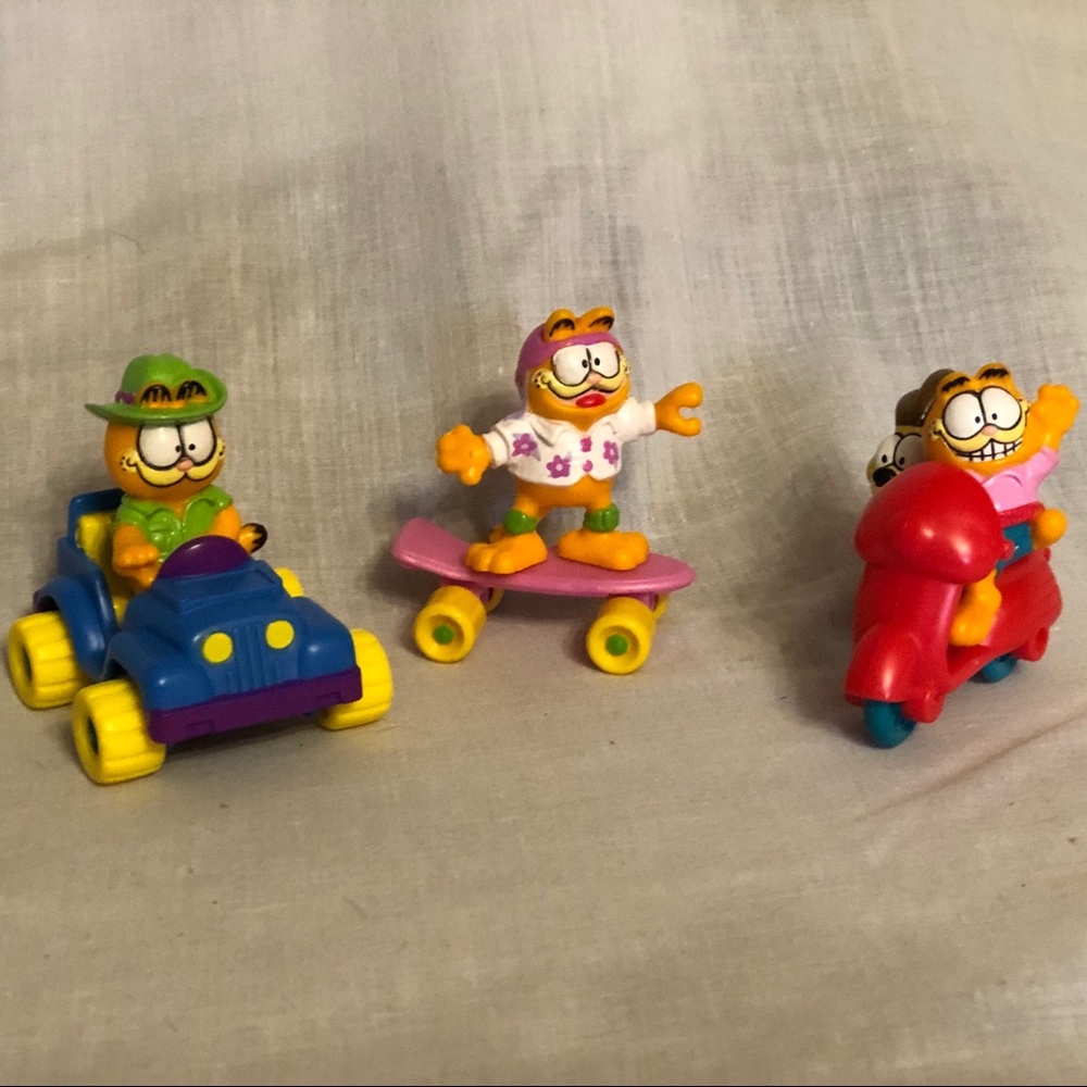 Set 3 Vtg 80s McDonalds Happy Meal Garfield Toys